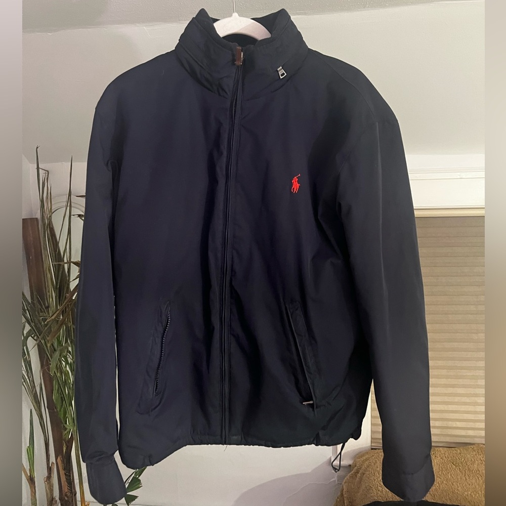 Mens Polo Jacket Navy Blue Size L